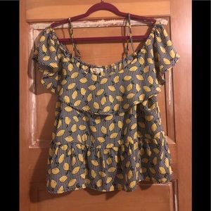 Charming Charlie lemon off shoulder crop top